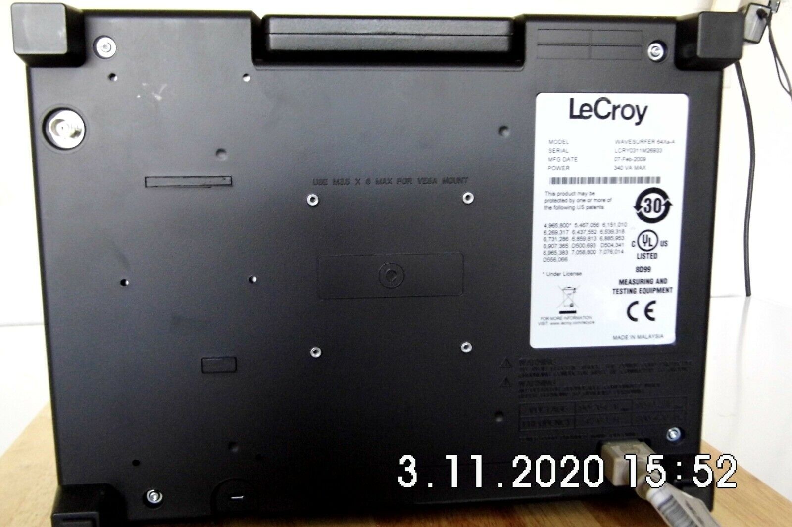 Lecroy Wavesurfer 64MXs-A Touchscreen Oscilloscope 600MHz 5GS/s 4CH Lecroy Wavesurfer 64MXs-A Touchscreen Oscilloscope 600MHz 5GS/s 4CH